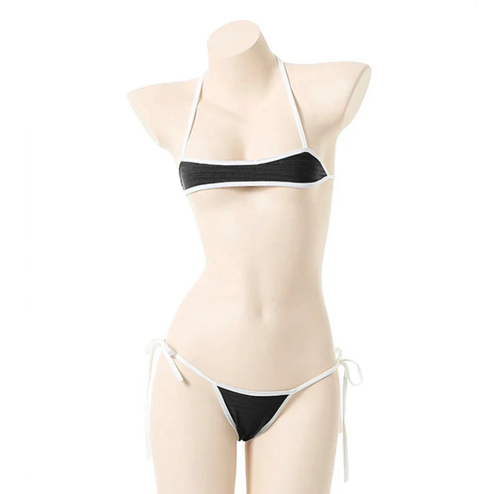 Dames/Dames Sexy Lingerie Bikini Badpak String Bh + Slips Set Mouwloze Effen Kleur Mode