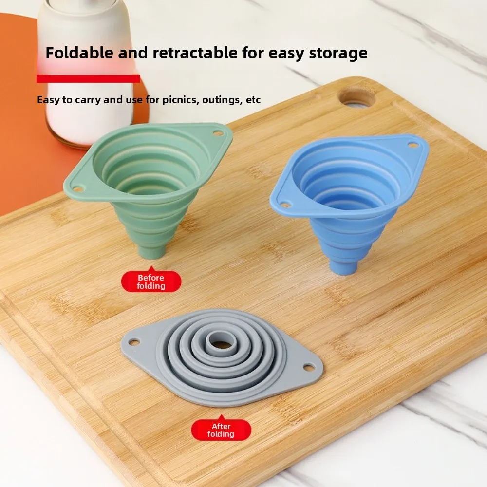 مجموعة قمع المطبخ المحمولة متعددة الأغراض، ميزة قابلة للطي، قمع سيليكون واسع الفم، قمع قابل للطي للاستخدام في المطبخ #3