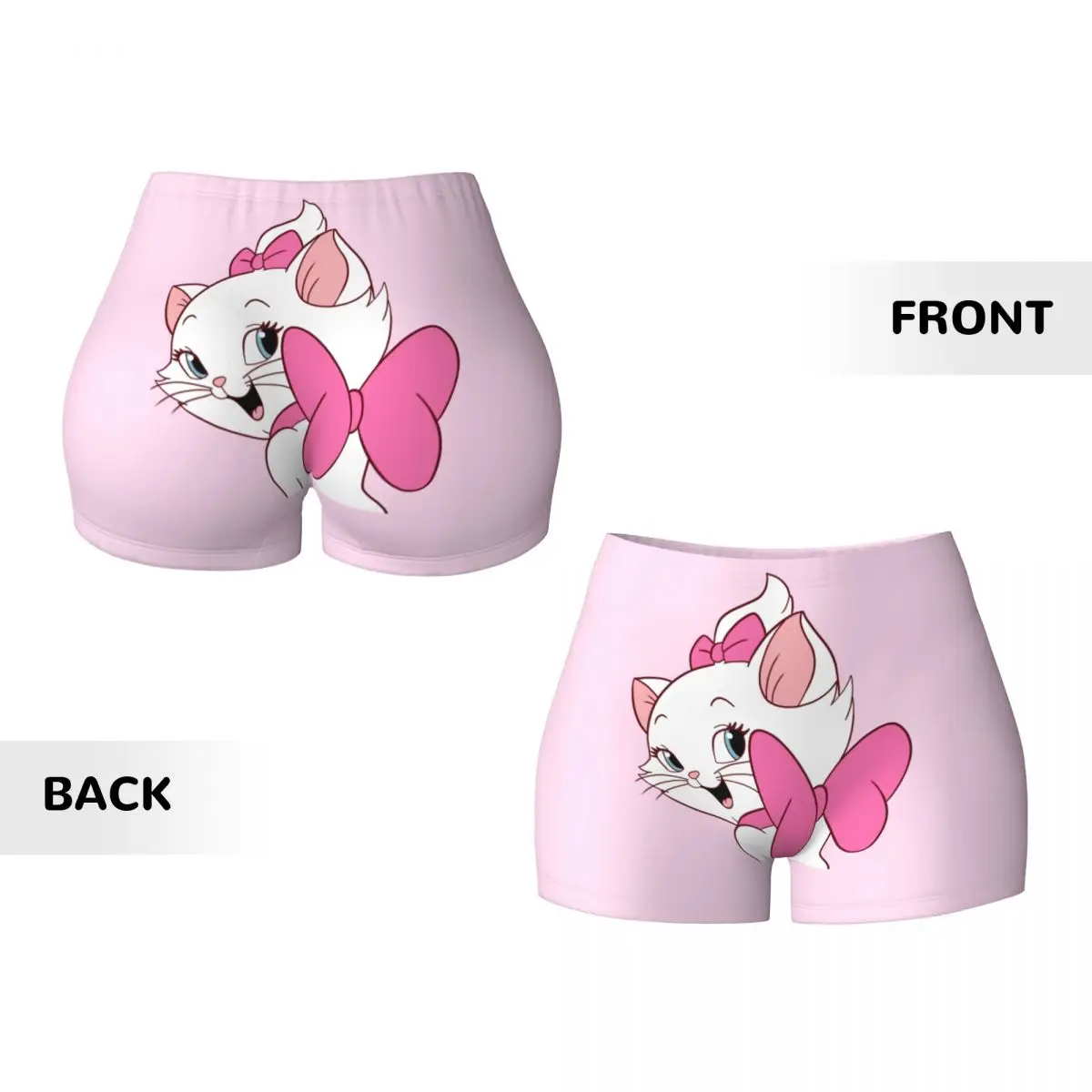 Custom Cute Baby Kitten With Bows Looking Back Volleyball Biker Gym Shorts for Marie Girly Cat Film Athletic Workout Yoga Shorts