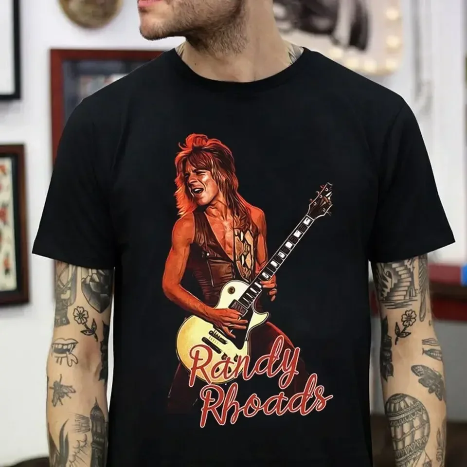 New Rare Randy Rhoads World Tour Gift Family Cotton Black T-Shirt