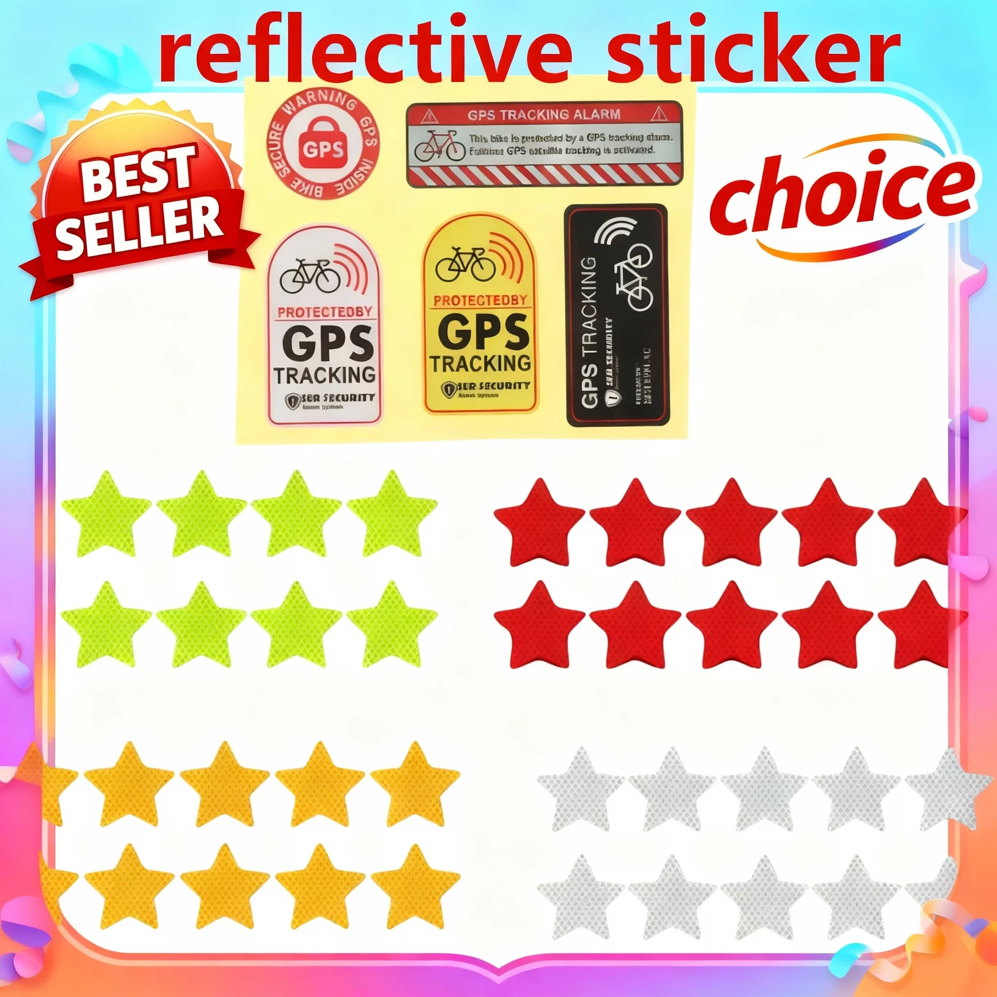 

Star Shape Reflective Tape Reflectors For Car Warning Safety Sticker Pentagram Tape For Car Truck Motorcycle Trailer