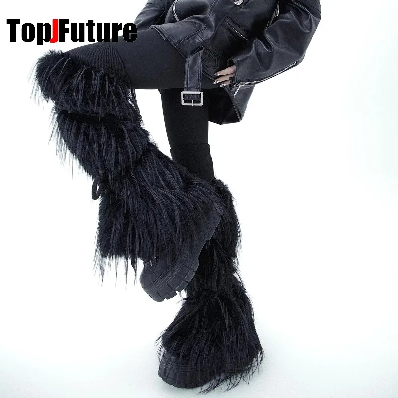 Golita Lolita Vintage Y2K Girl Harajuku Punk thick string tie leg warmers spice Women Winter Streetwear furry  Leg warmer