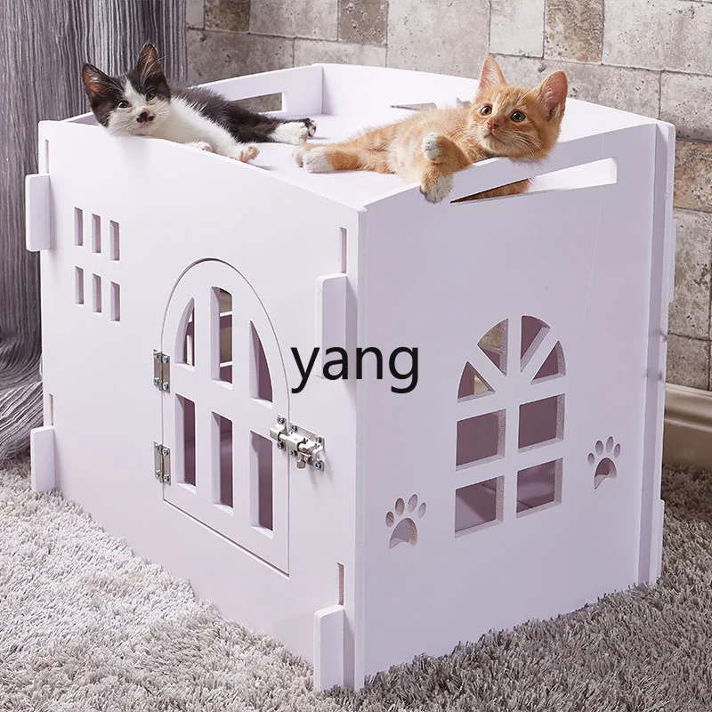 Yhl Four Seasons Universal Cat House Solid Wood Closed Cat House Kennel Pet Supplies with Door