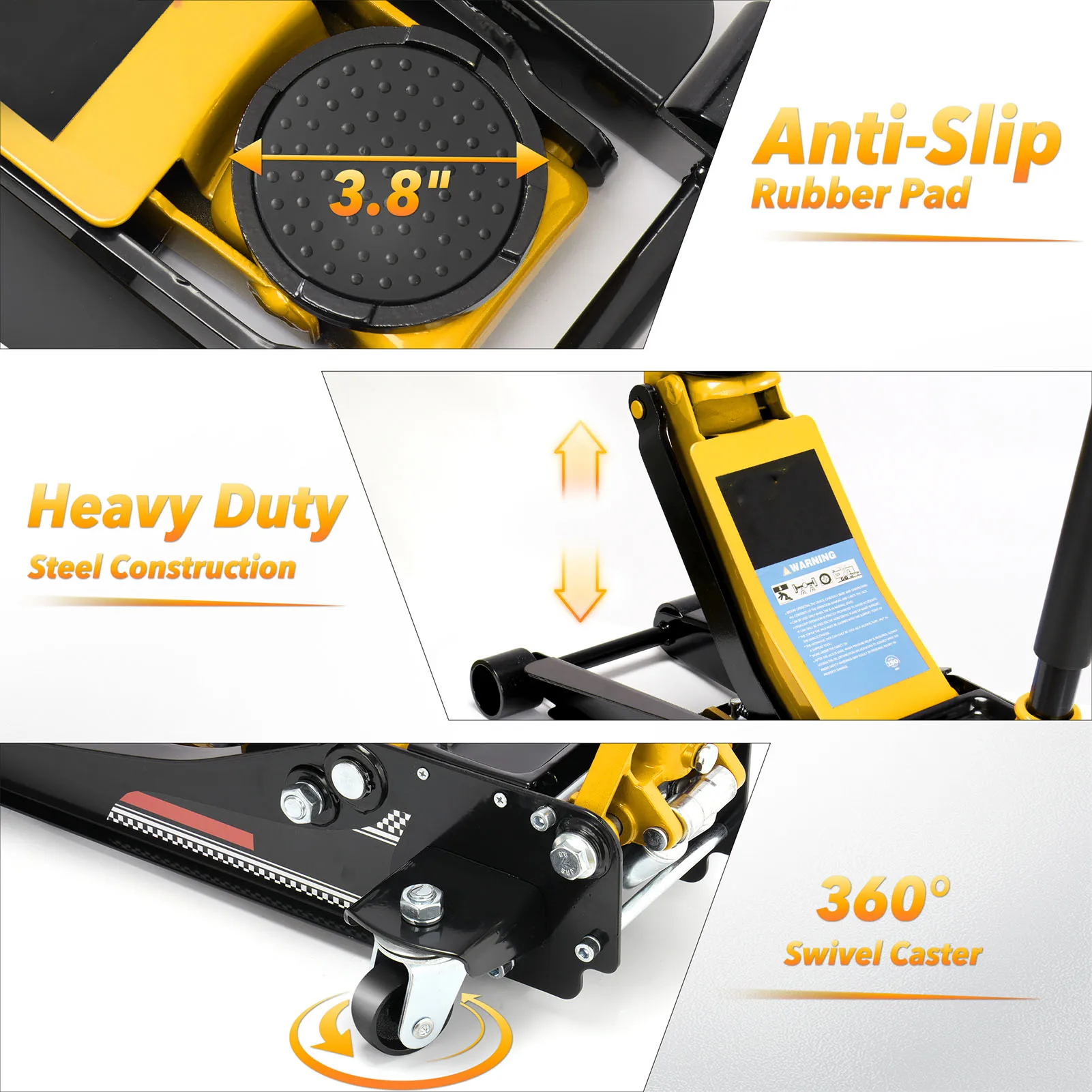 VEVOR 3T Floor Hydraulic Jack Pneumatic Low Profile Floor Jack Heavy-Duty Steel Racing Floor Jack with Single Piston Lift Pump