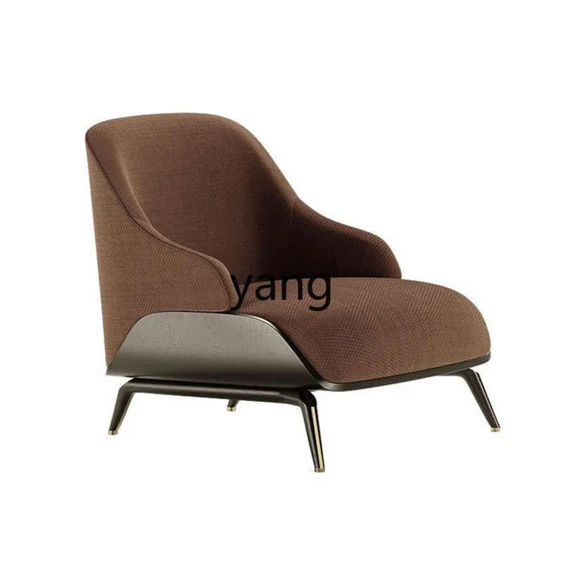 YJQ Light Luxury Living Room Wooden Lounge Chair Soft Sofa Nordic Simple Hotel Club