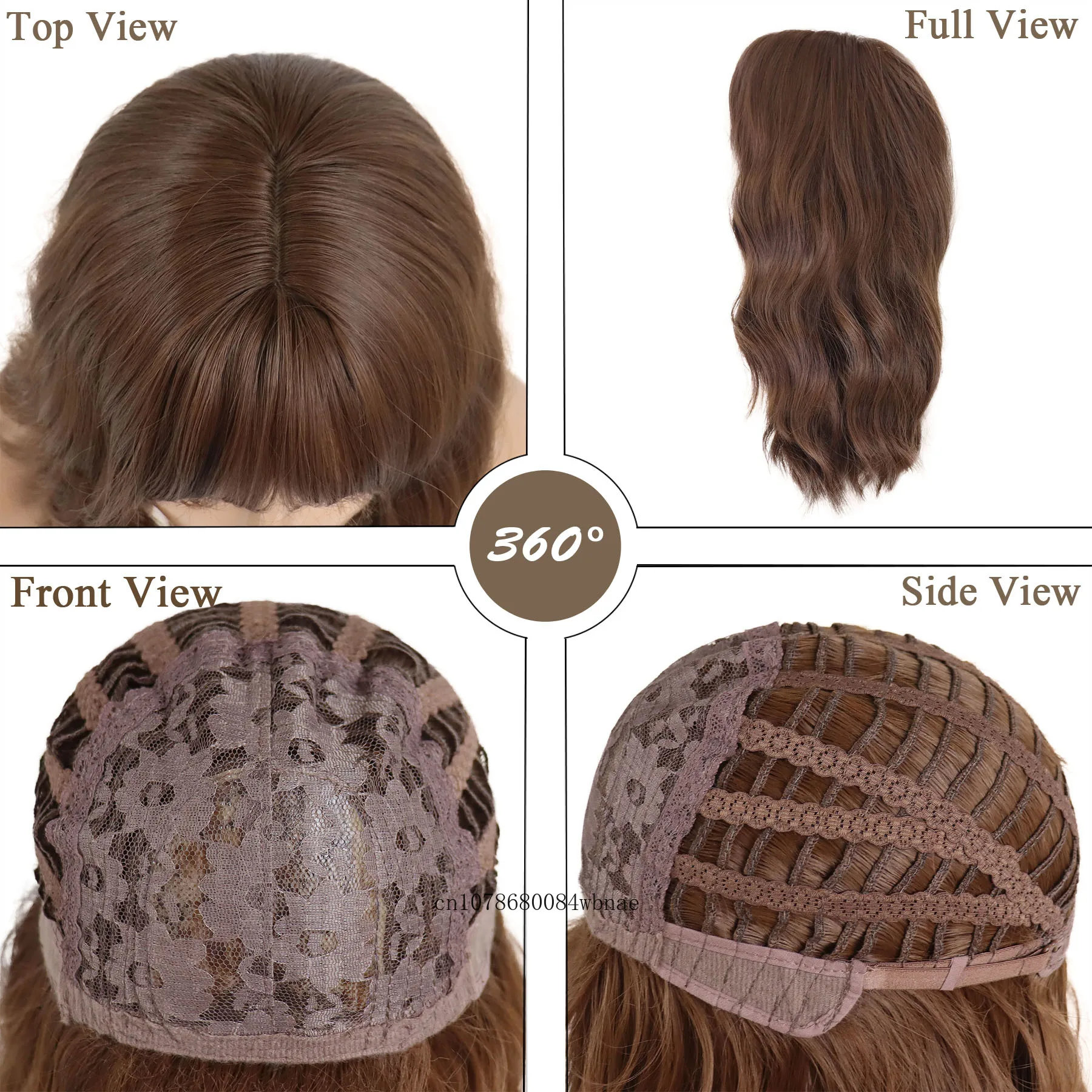 Синтетические волосы Коричневые Короткие волнистые вьющиеся парики с челкой для женщин и девочек Парик длиной до плеч Ежедневный костюм для вечеринок Термостойкий