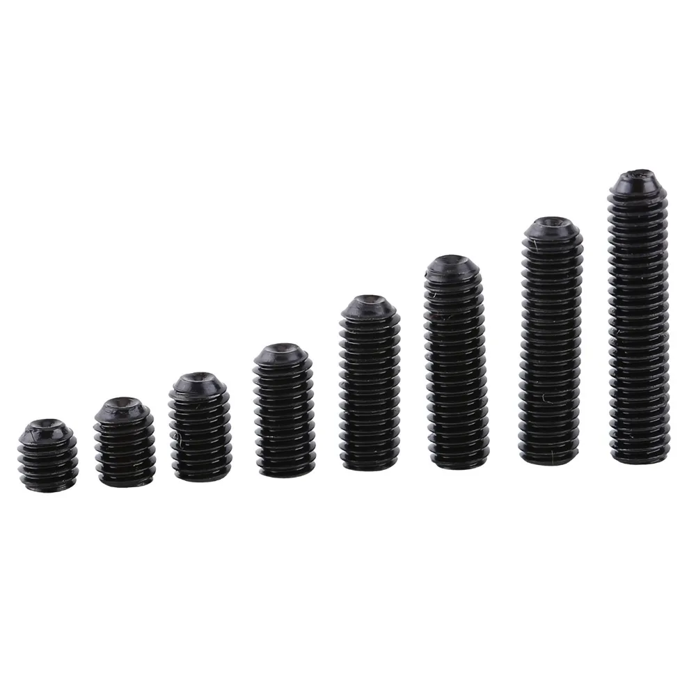 200pcs Durable M3 Metric Grub Set Screw Carbon Steel Black Finish Hex Socket Screw Metric Set Screw Light Fixture