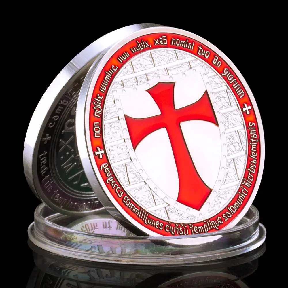 Knight Templar Badge Silver Plated Coin Collectible Souvenir Gift Knight Commemorative Coin