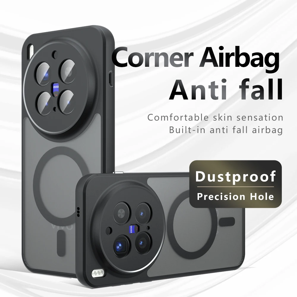 

For Vivo X300 and X300 Pro Case Magsafe Matte Frosted Translucent Airbag Drop-proof Non-yellowing Anti-Fingerprint Cover