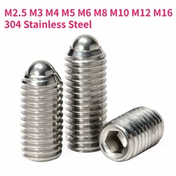 M2.5 M3 M4 M5 M6 M8 M10 M12 M16 304 A2 Stainless Steel Hex Socket Spring Ball Plunger Grub Bolt Point Set Screw