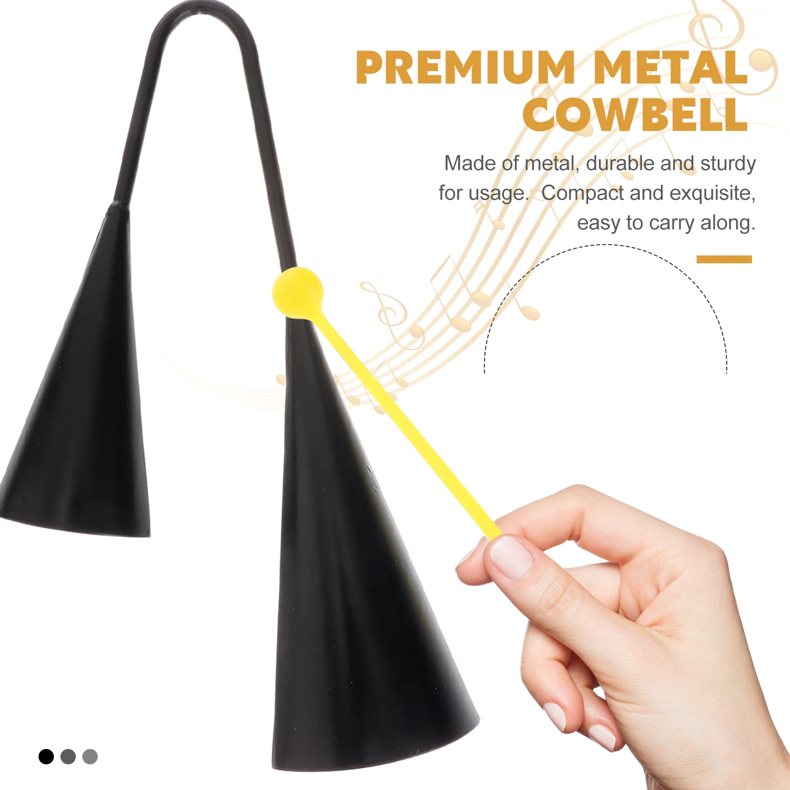 

Double Cowbells Metal Durable Iron Calling Bell Black Musical Instrument For Outdoor Doorbell Classroom Cheer Small Exquisite