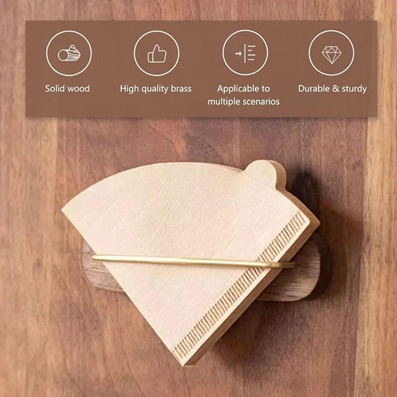 

【Q】Wooden Coffee Filter Holder Wall-mounted Coffee Filter Storage Container Coffee Filter Dispenser For V Shape Filter Holder