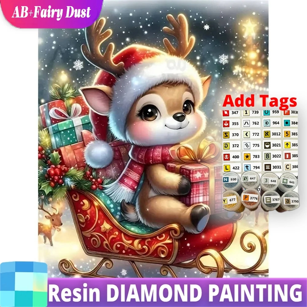 

Смола AB сказочная пыль Новое поступление Алмазная вышивка олень животное картина зима DIY полная квадратная круглая мозаика рождественские подарки
