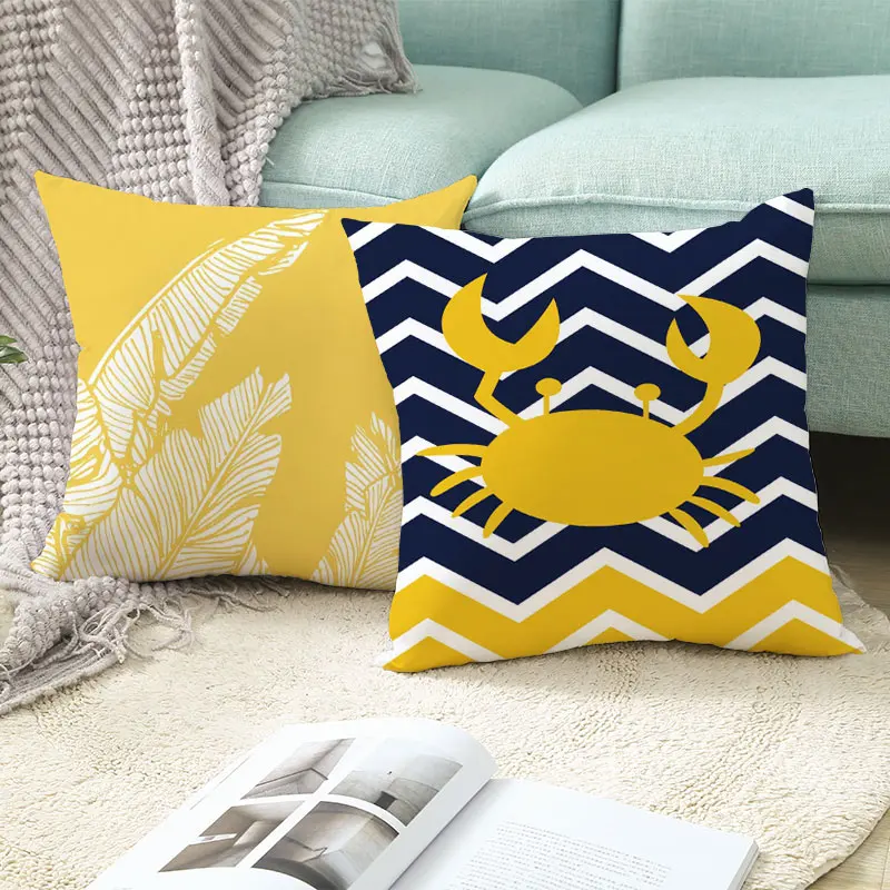 Yellow Pineapple Double-sided Printed pillow cover Short plush Suitable living rooms bedrooms sofas throw cushion cover