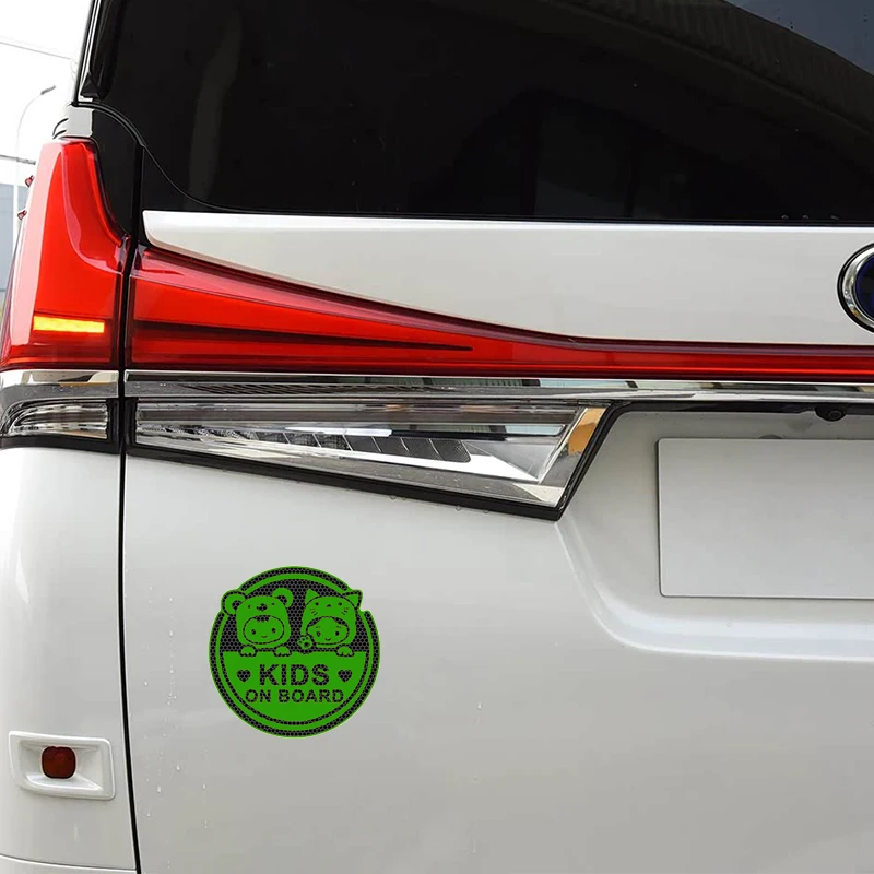 Baby On Board Car Decal Reflective Sticker Cartoon Safety Warning Rear Window Waterproof Night Visible Fit Toyota Honda BMW view 2