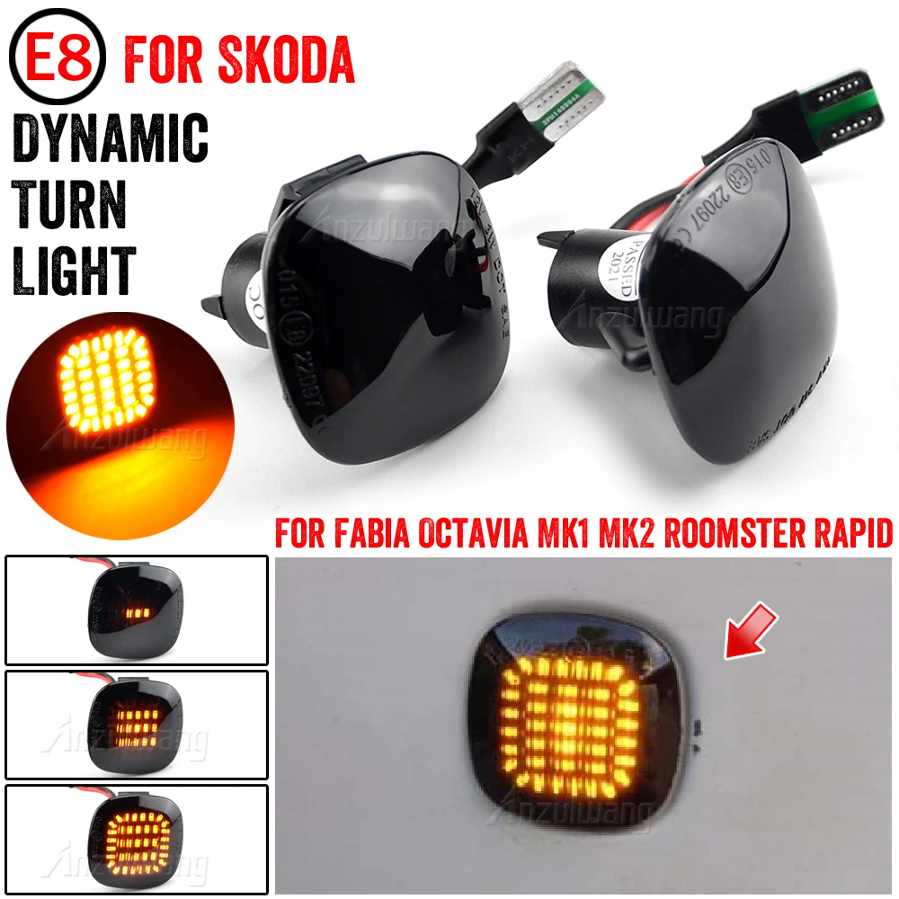 

2PCS LED Turn Signal Side Marker Light Dynamic Sequential Lamp For Skoda Fabia Octavia Mk1 Mk2 Roomster Rapid NH3