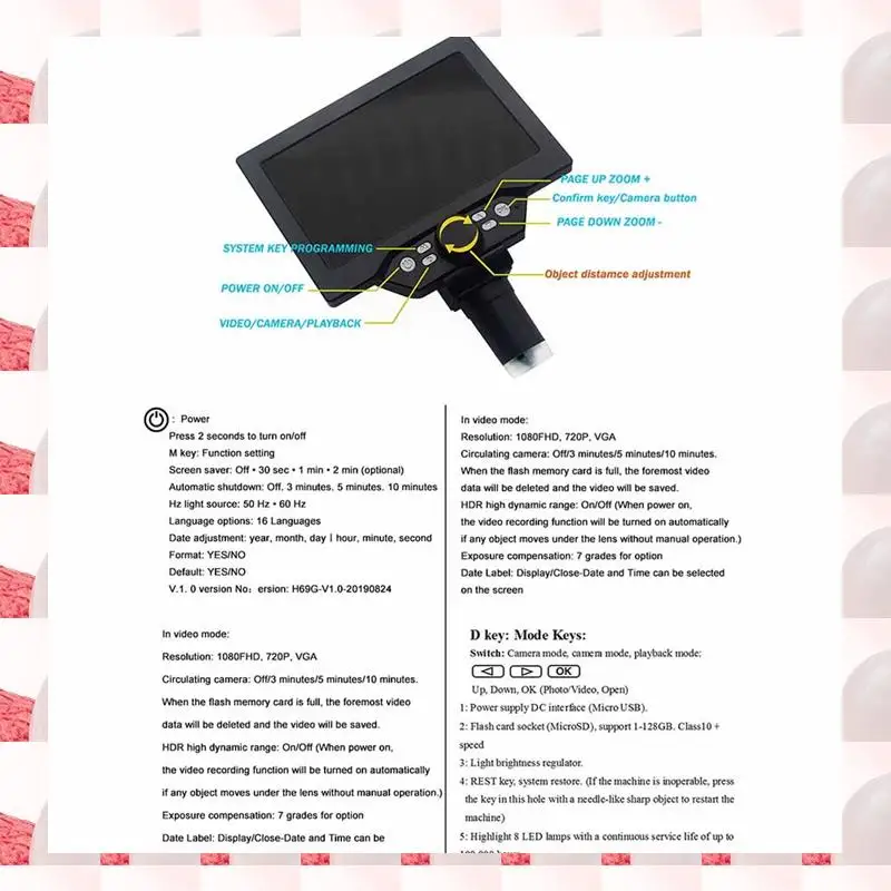 

ABGN Портативный 7-дюймовый ЖК-цифровой микроскоп с 1200X зумом, 12 МП, высокое разрешение для пайки и проверки печатных плат, непрерывное увеличение