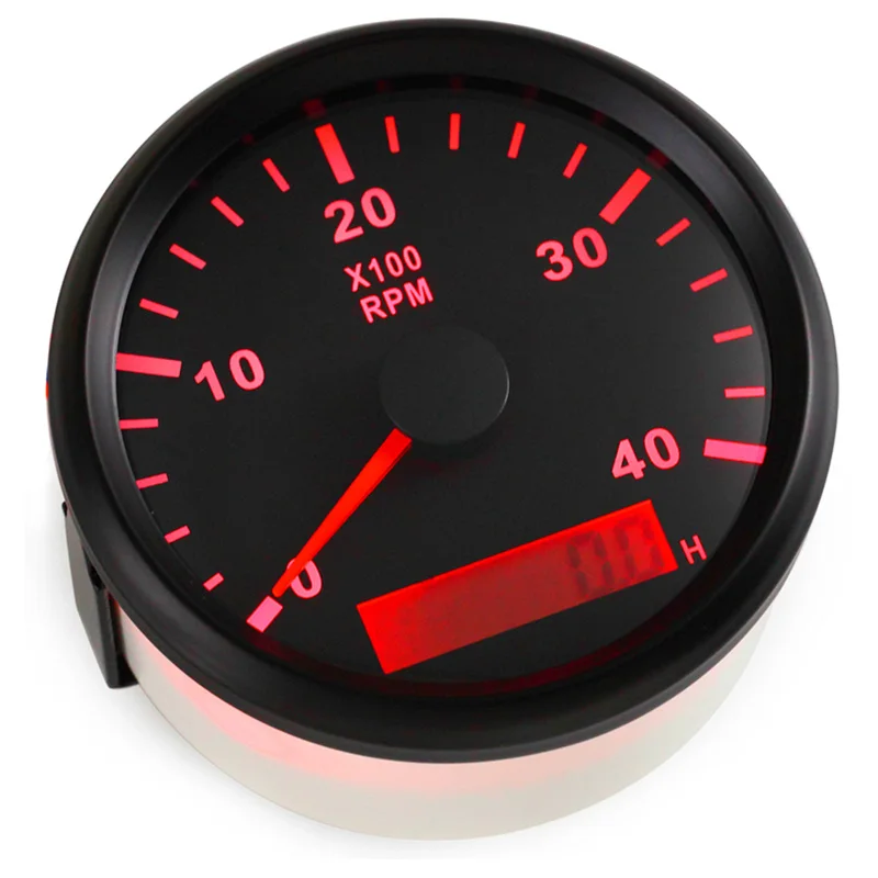 Auto Truck Boat 85mm Tachometers Gauges Revolution Meters 0-4000RPM Show Rev Counters with Red / Blue Backlight & Hourmeters - view 2