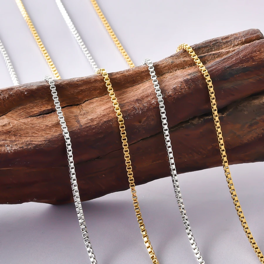 1/5/10 Stück Nicht Verblassende Seilketten-Halskette Modische Box-Ketten Edelstahl-Halsketten für Damen und Herren DIY Hals-Deko Großhandel – Detail 2