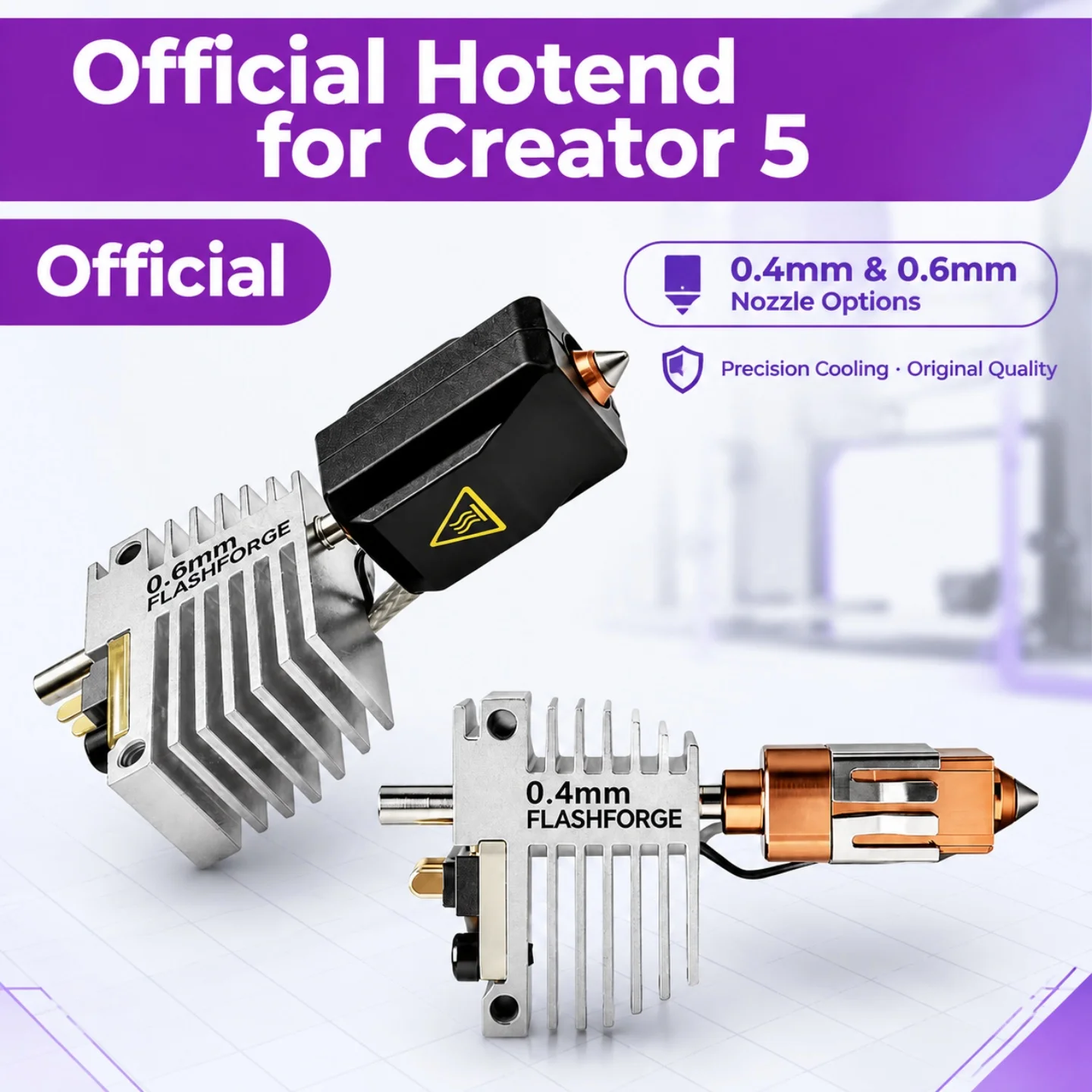 Official Creator 5 Hotend For FLASHFORGE Creator 5 Pro Original C5 Hot End C5 PRO 0.25 0.4 0.6 0.8mm Hardened Steel Nozzle