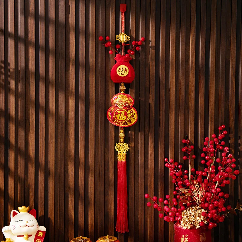 2 pcs Blessings for Chinese New Year Pendant Spring Festival Money Bags Fortune Tassel Housewarming