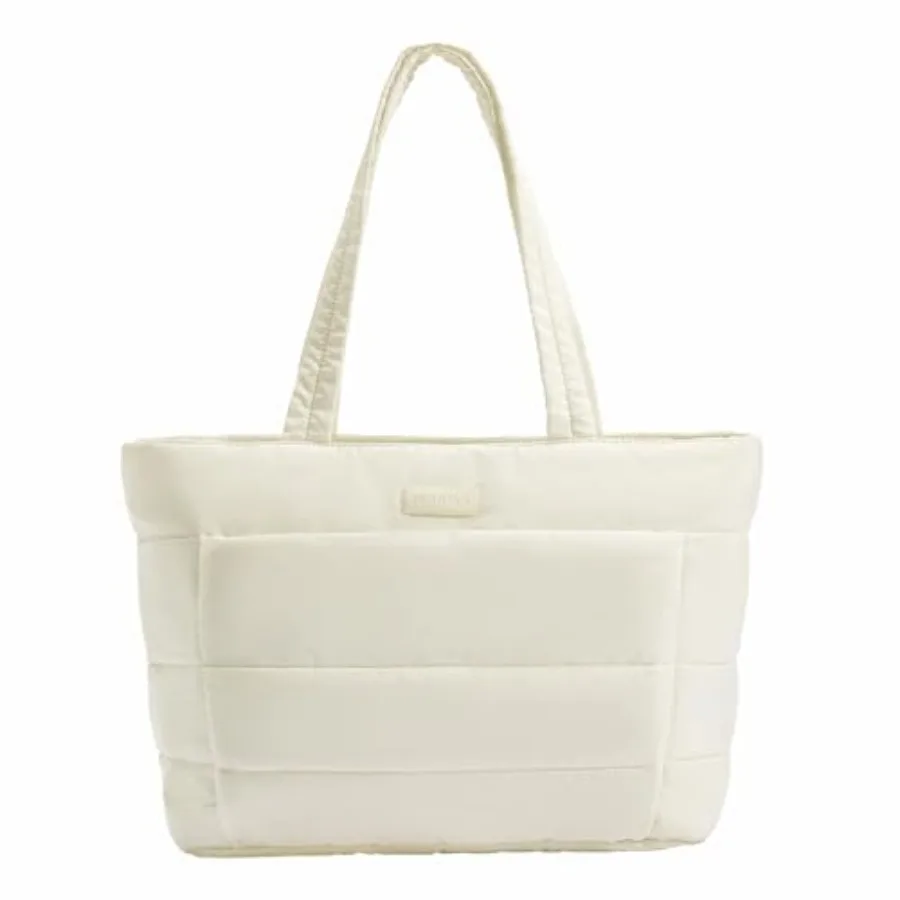 

DUDDAA Puffer Tote Bag for Women, Large Travel Bag, Multiple Compartments for Work, Study, Gym, 20L, Fits 15.6'' Laptop