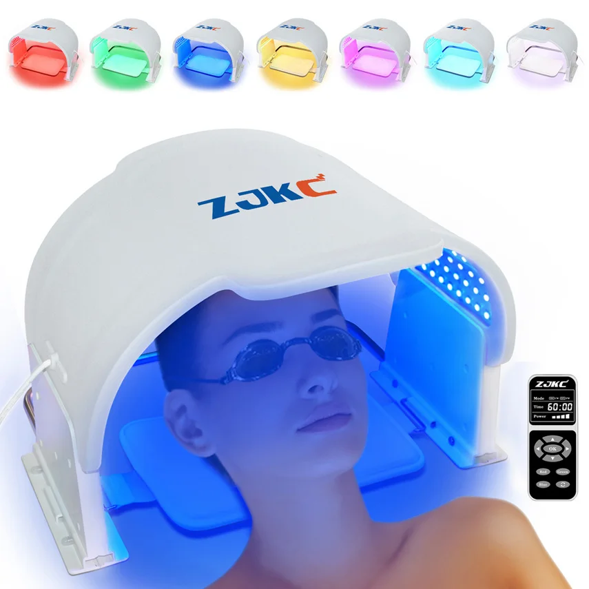 

ZJKC 7 In 1 Colors Led Therapy Mask Red Infrared Light Treatment Device Pdt for Face Blackheads Fine Lines Acne Whitening