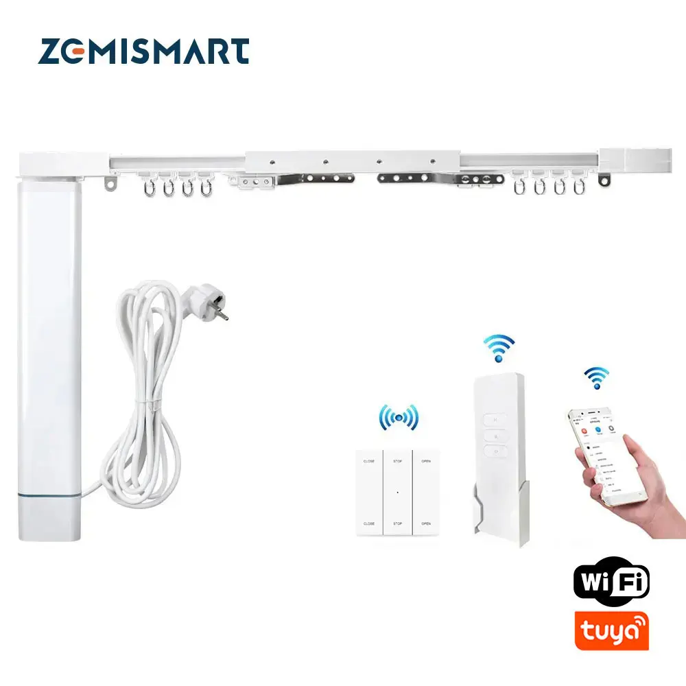 Zemismart Electric Curtain Motor and Track Tuya Smart Life WiFi Control Alexa Google Home Alice Control Wall Mount Ceiling Mount