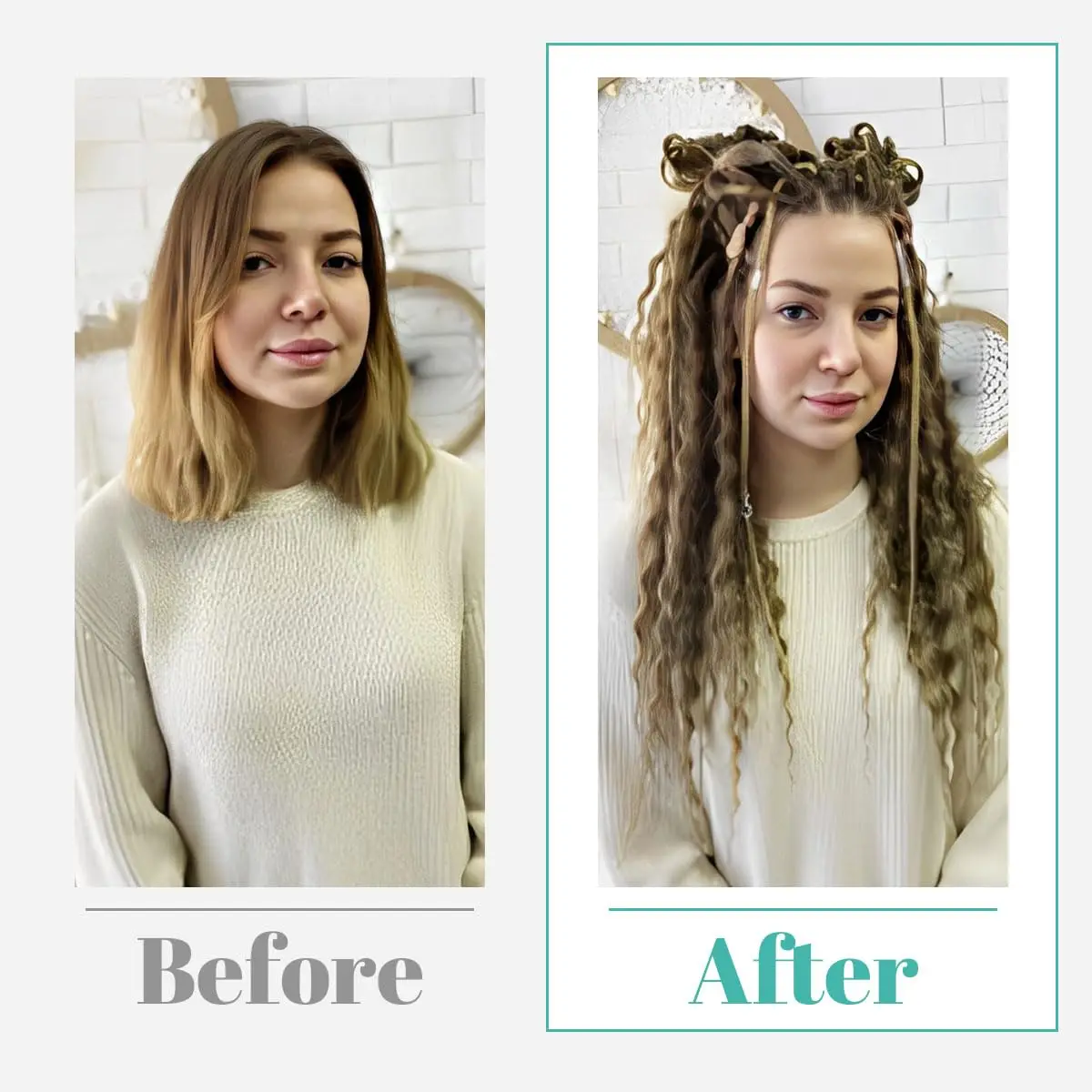 Synthetische SE Dreadlocs Haarverlängerungen, 24 Zoll 8 Stränge/Set 3-in-1 Gemischter Hippie-Stil Einseitige Dreads für Frauen – Detail 6