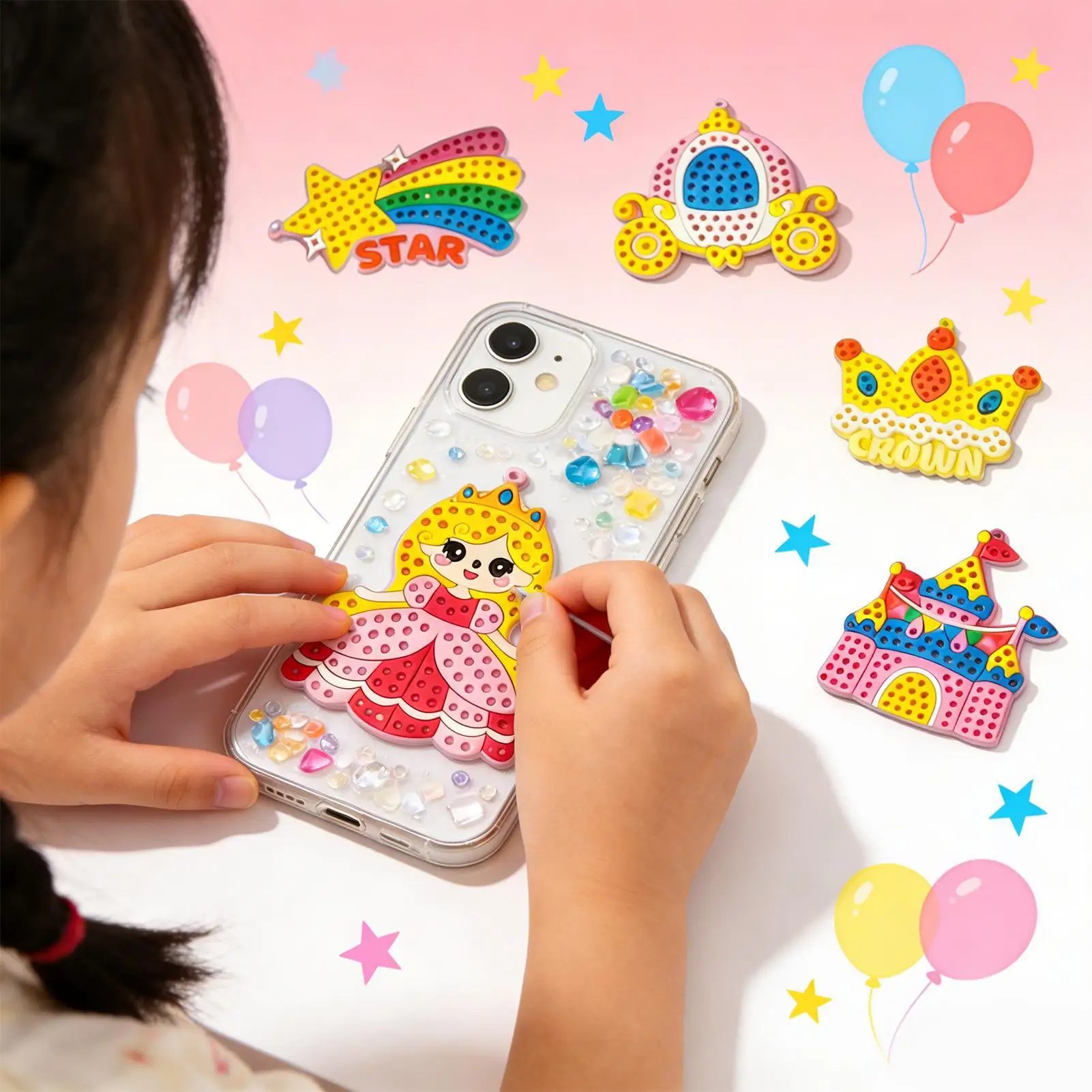 Dot Art for Kids Funny Educational Craft Supplies Keychain Making Kit Beginner Dotting Painting Tools for Children Party Favors