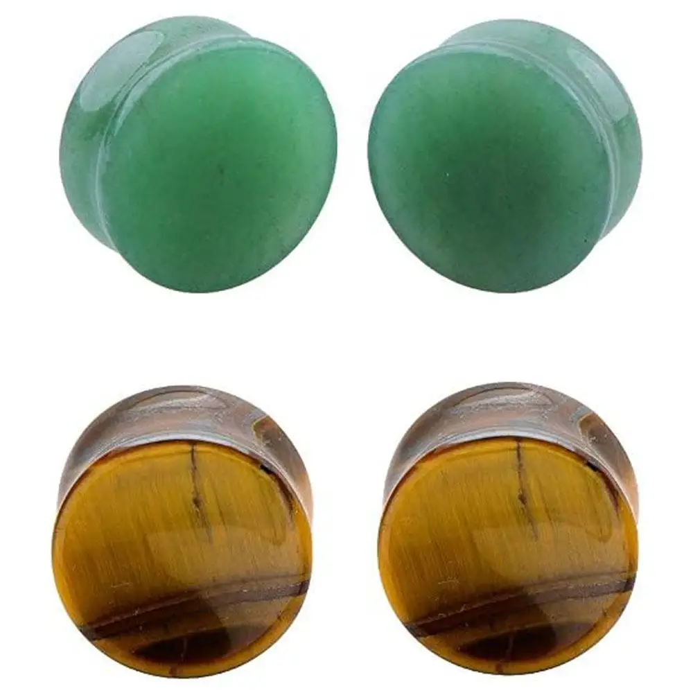 1/2Pairs Ear Plugs Natural Stone Tunnel Expanders Double Flared Ear Piercings Earrings Body Piercings Women Men Helix Jewelry