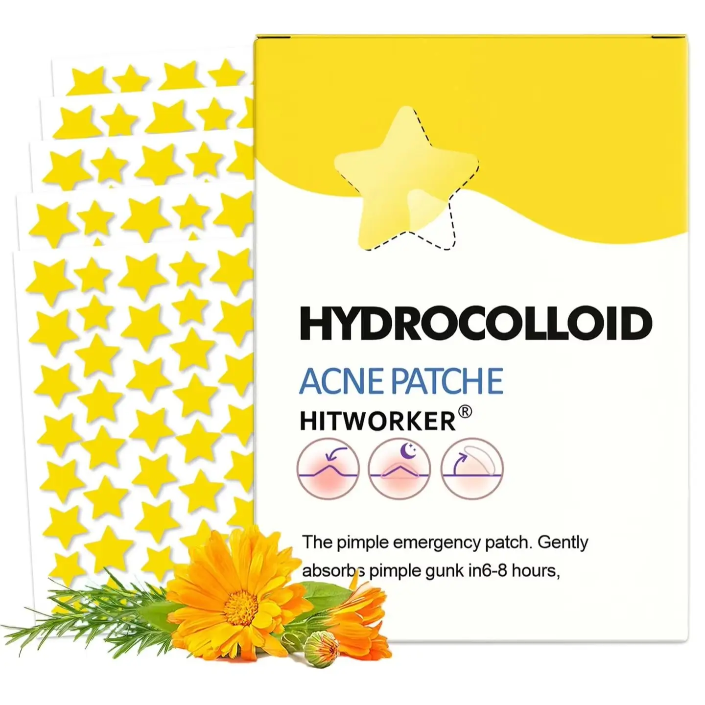 400/200 pieces/box yellow star shaped face acne patch, mild and non irritating hydrogel acne patch, necessary to cover acne