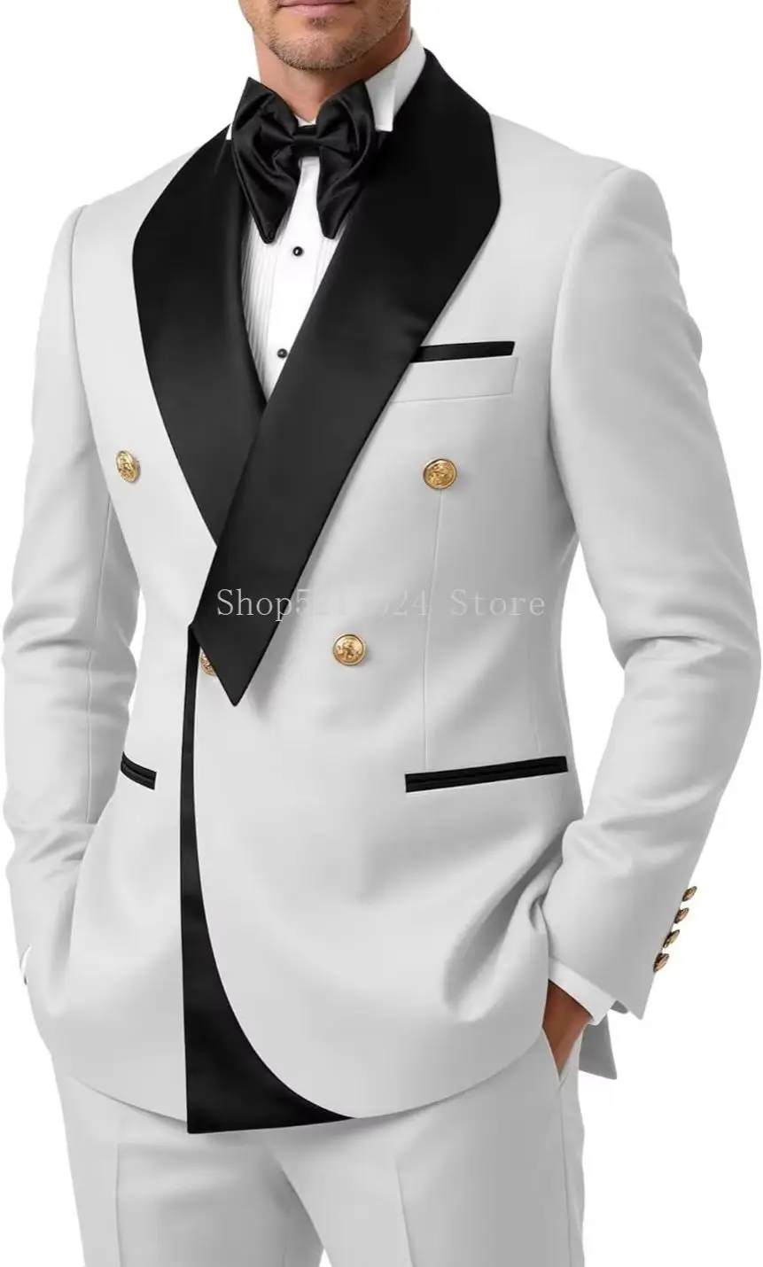 Mens Tuxedo Suit Set Men's 2 Piece Suit Slim Fit Tuxedo Suits for Men Double Breasted Suits for Men for Weddin Prom