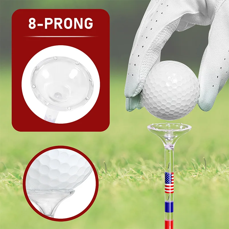 PGM 50pcs 83mm Golf Tees Plastic Big Cup Transparent with US Flag Accessories TE021-A