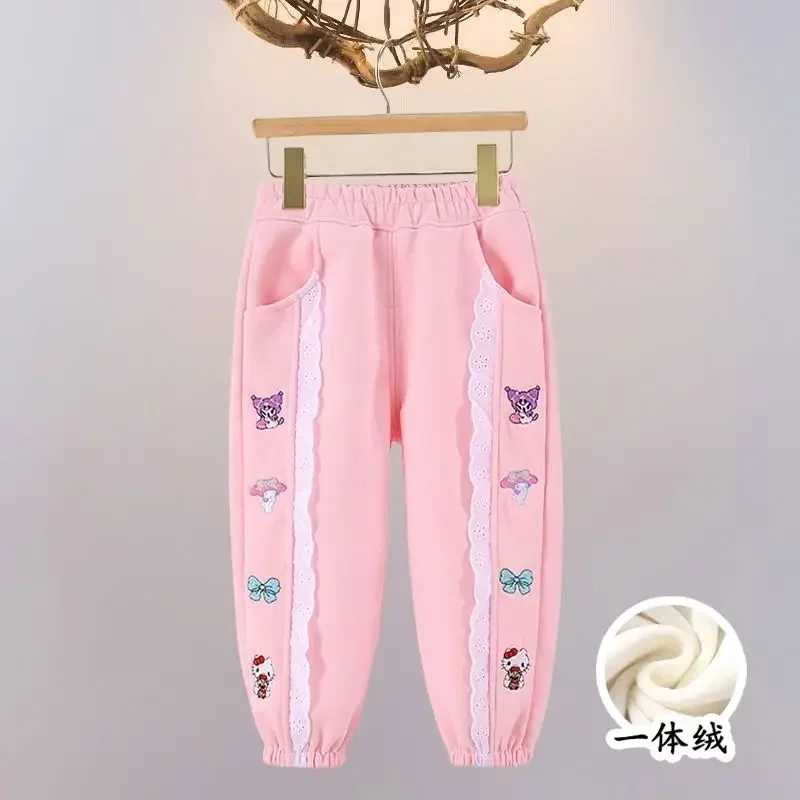 

Sweet Kuromi Hello Kitty Anime Sanrio Kawaii Long Pants Autumn Winter Cute My Melody Cashmere Casual Trousers Gifts Toys