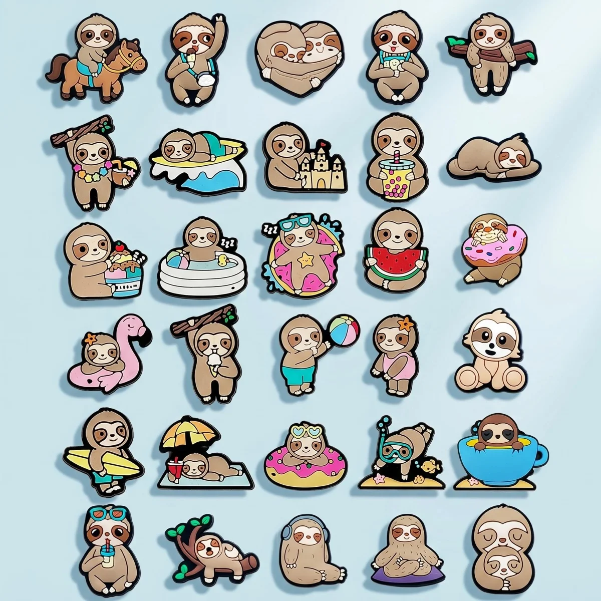 1-30 Pezzi Accessori Cartoon Sloth, Decorazioni Per Scarpe Da Spiaggia Estive, Ciondoli Bradypod Per Crocs Jibz, Regali Per Bambini-image