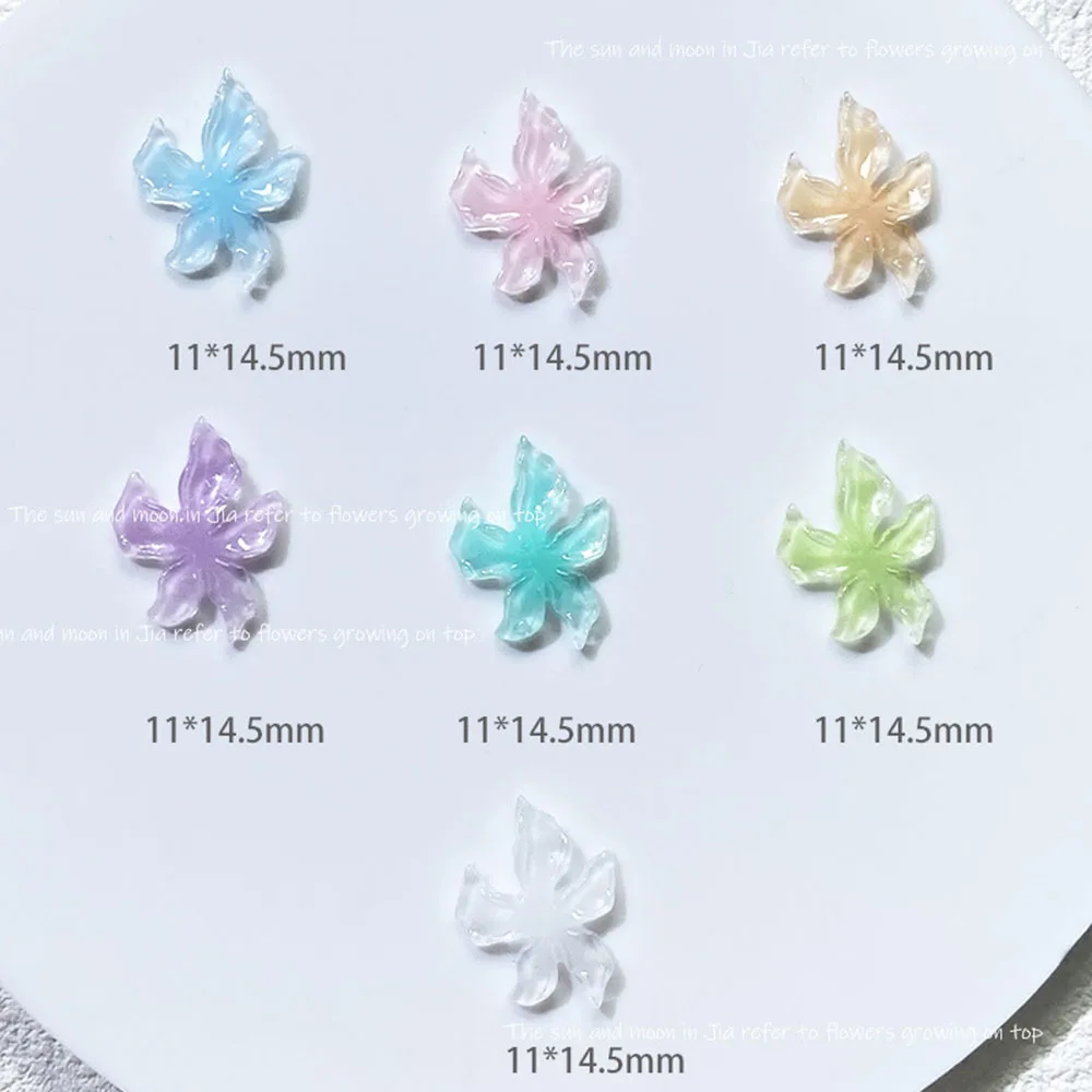 50 ชิ้น Ice - Clear ดอกไม้เล็บ Charms และอัญมณีผสมสี Lily ดอกไม้เล็บ Rhinestones 3D ฮาวายดอกไม้เล็บเครื่องประดับอุปกรณ์