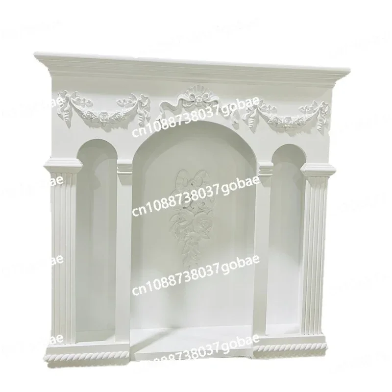 Zk Roman Impression Carved Fireplace Curio Cabinet Console Tables Vintage Fireplace Mantel Storage