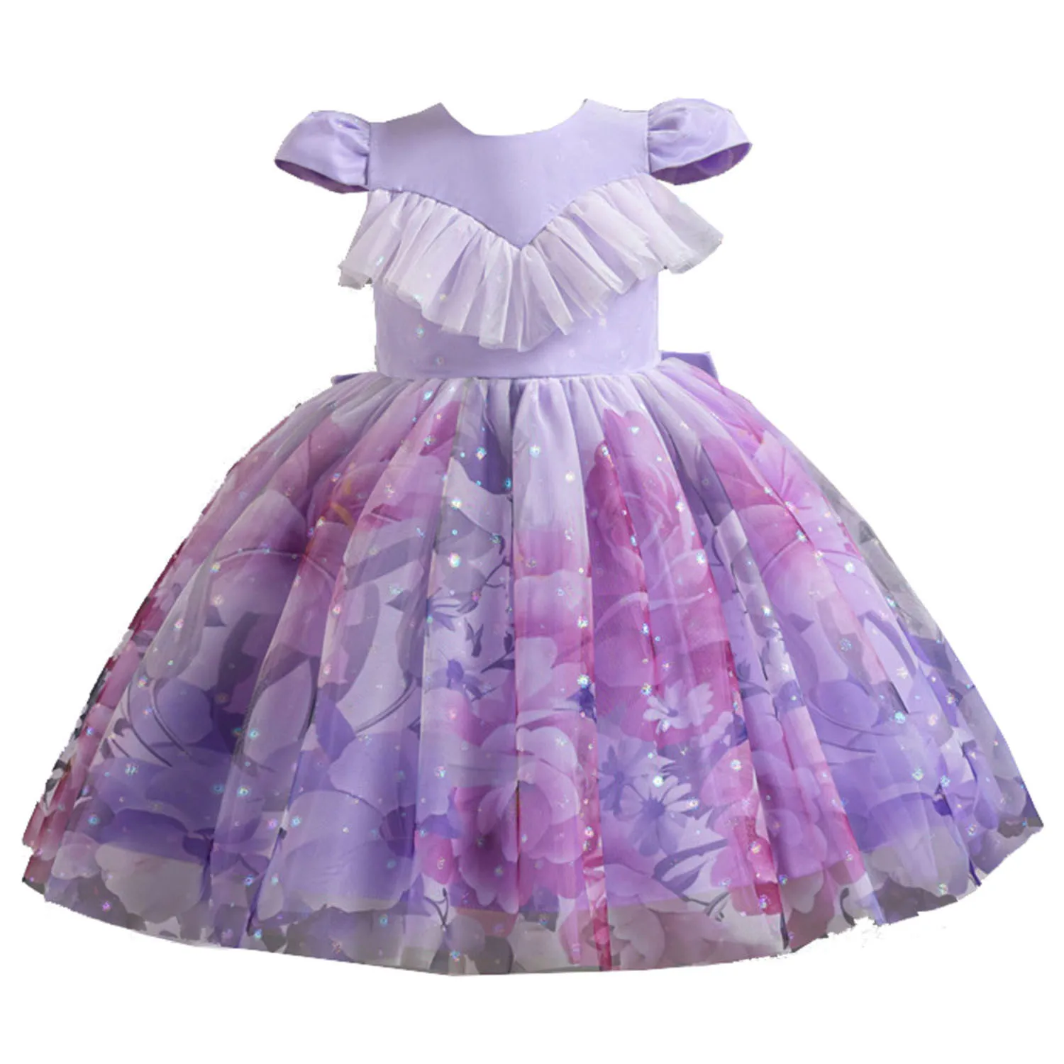 Fiona Ruffled Floral Printing Flower Girl Birthday Party Pageant Formal Dance Party Dress