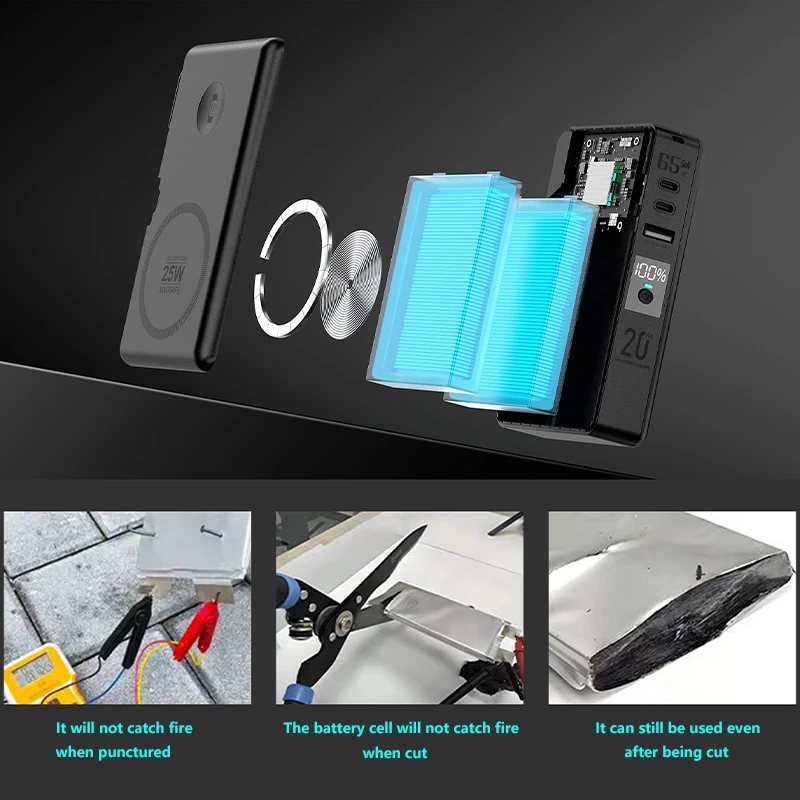 65W GaN USB 타입 C 충전기 파워뱅크 20000mAh Qi2.2 25W 마그네틱 무선 고속 충전기 아이폰 17 16 iWatch 노트북 파워뱅크