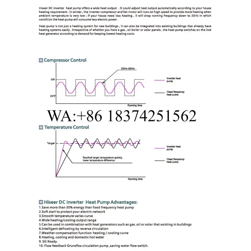 Wmwmnu 36KW DC Inverter Geothermal Ground Water Source Heat Pump Control System for Heating and Cooling Solutions