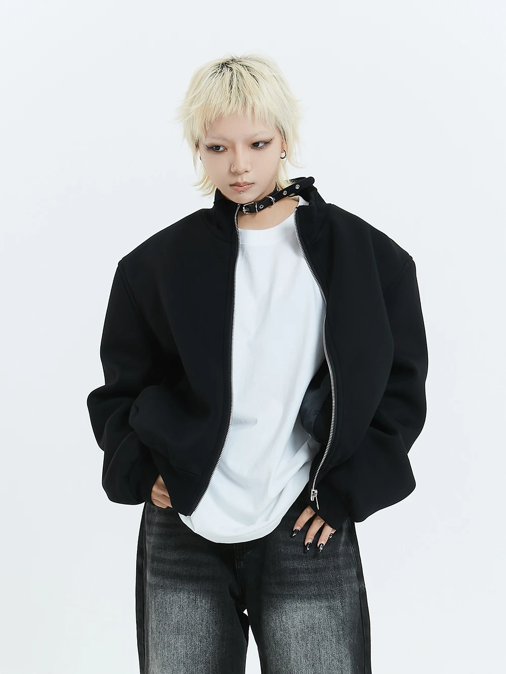 

MICHINNYON Faionable 3D oulder Pad Retro Zip Casual Versatile Outerwear Women's ort Coat Sli Commute Sle Polyeste...