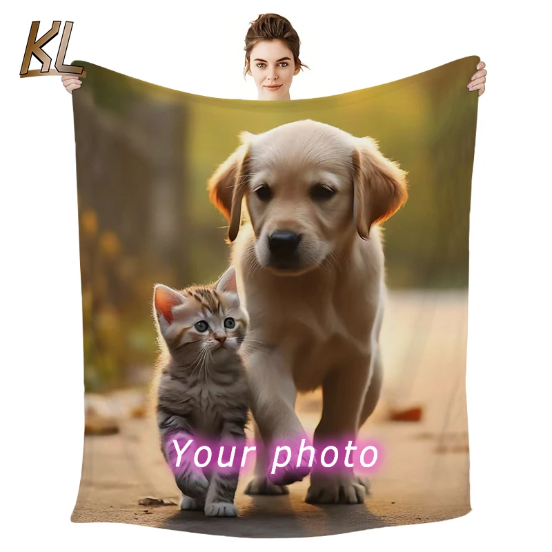 Custom Flannel Throw Blanket Personalized Photo Fleece Blanket Sofa Gift Customized Text Pictures Sudoku for Pet Friends Family