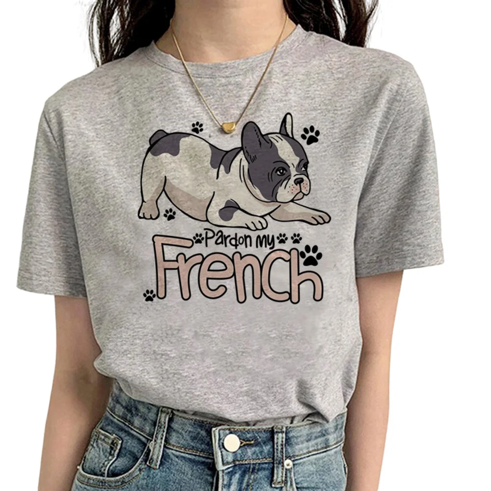 

French Bulldog Tee women funny t shirt female y2k anime 2000s clothing