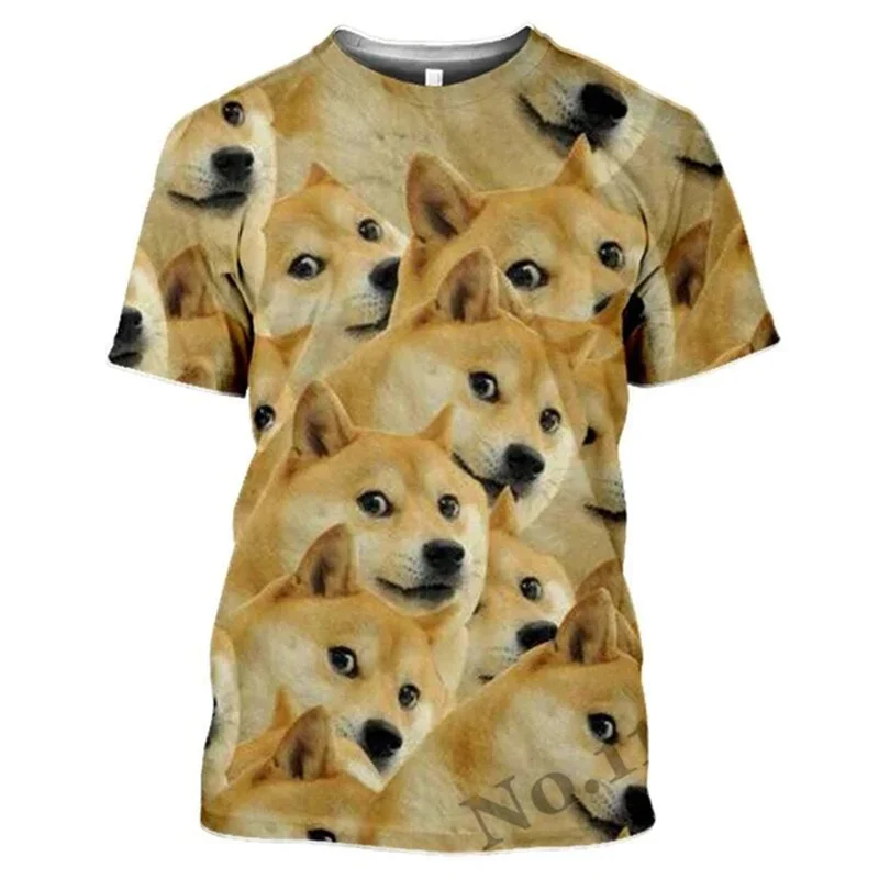 Funny Doge T-Shirts Fashion 3D meme Dog Graphic T Shirt for Men Clothing Doge Fan Streetwear Unisex Casual Kids Tops Tee Shirts