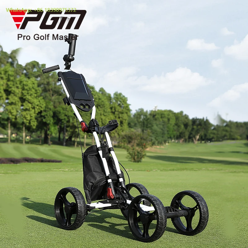 

PGM QC005 Outdoor Folding Golf Push Trolleys 4 Wheel Folding Golf Trolley Golf Buggy Push
