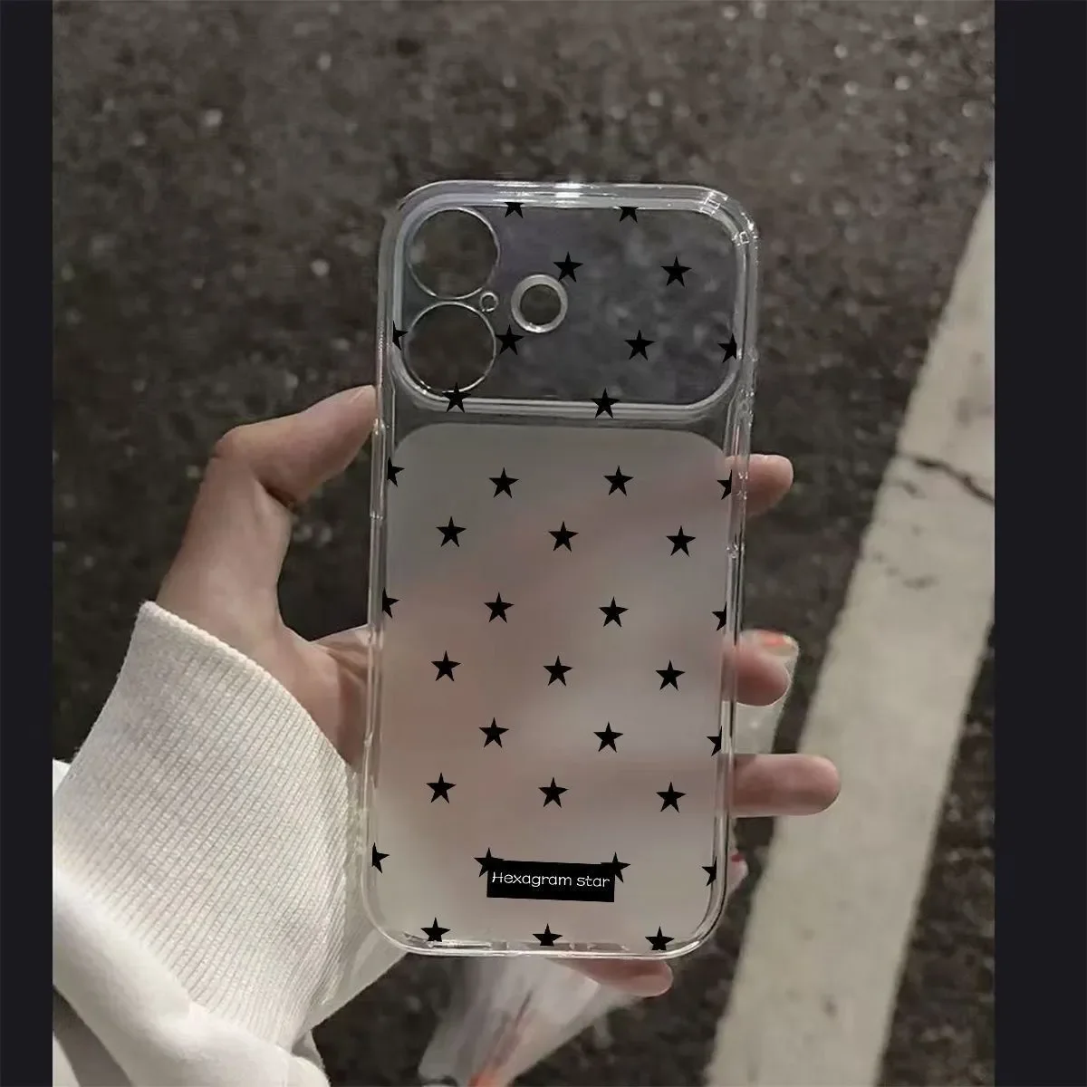 Full Screen Black Stars Niche Young Girl Simple TPU Phone Case for iPhone 11 12 13 14 15 16 17 Pro Max Plus 17air 16e Soft Cover
