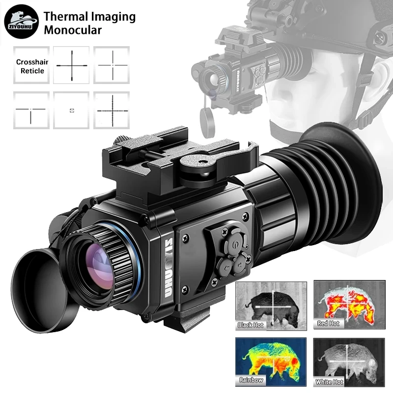 Multipurpose Thermal Monocular Sight Scope for Hunting, Riflescope, Head Mounted, Tactical Reticle Imaging, New, TU120