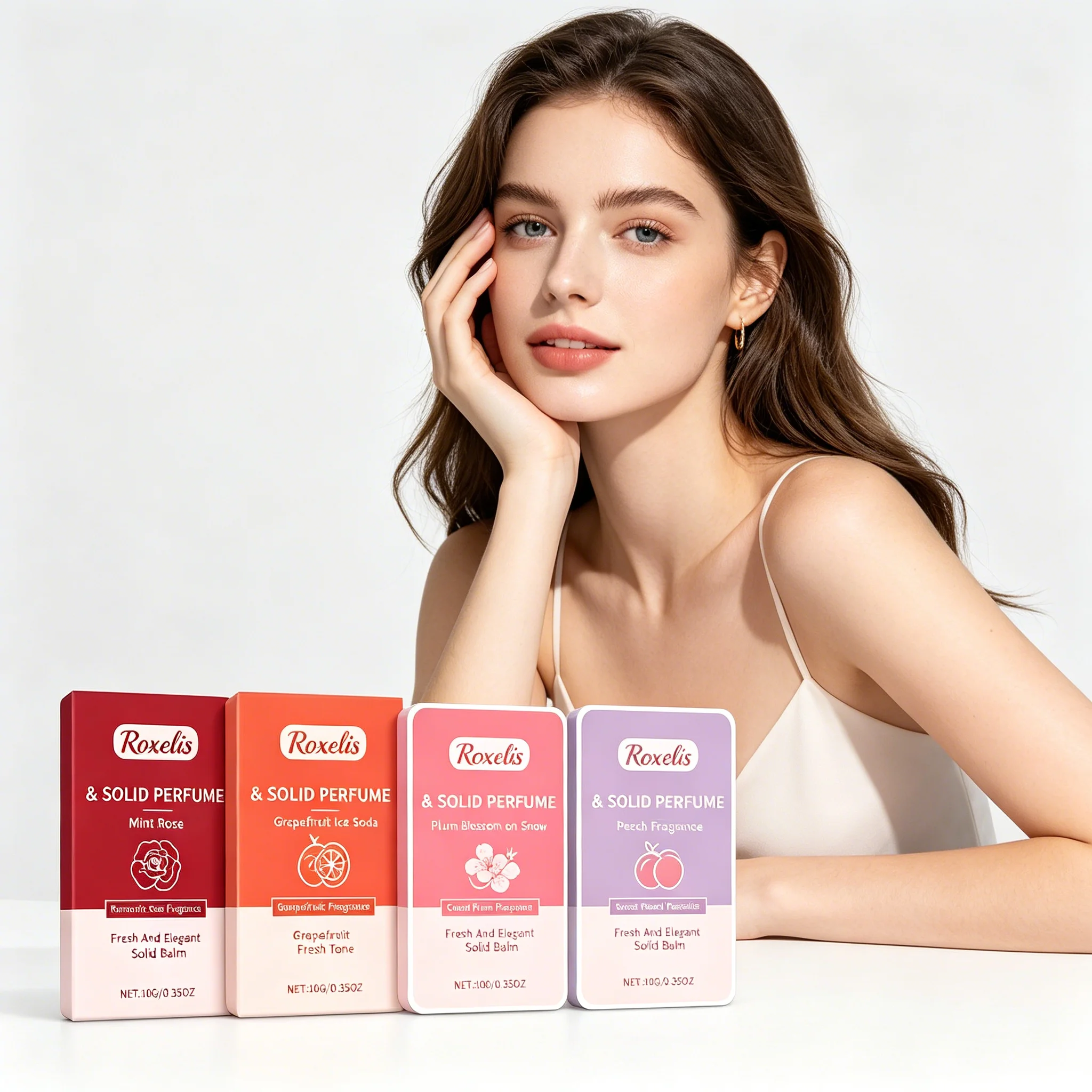 

Mint, rose, grapefruit, plum blossom perfume, peach solid perfume, long-lasting fresh fragrance, refreshing and non-greasy, port
