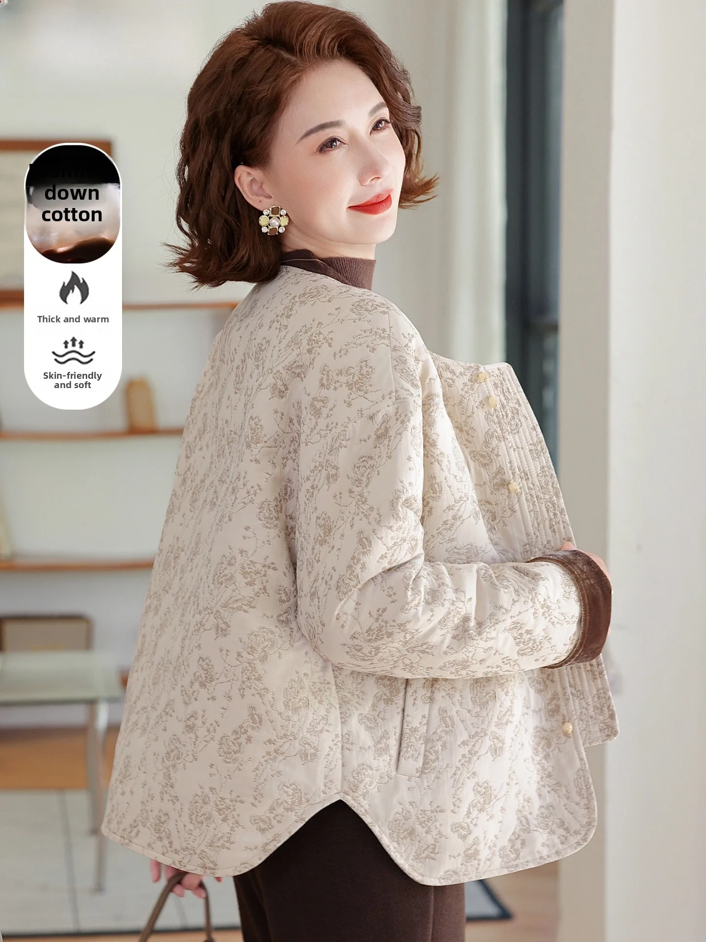 

Модная осенняя хлопковая куртка для женщин: повседневная, приталенная, на пуговицах, теплая, легкая, дышащая